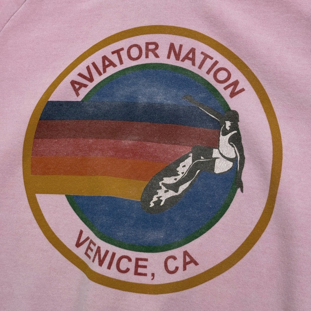 Aviator Nation Crewneck Sweatshirt Womens L Pink Pullover Venice Beach Surfer - Picture 3 of 8